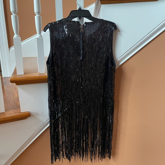 Le Superbe Size 6 NWT Stunning Volcanic Glass Fringed top, lined, back zipper - Picture 5 of 15
